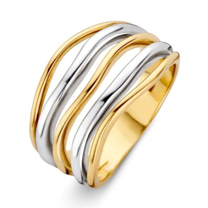 Gouden ring bicolor mt 56
