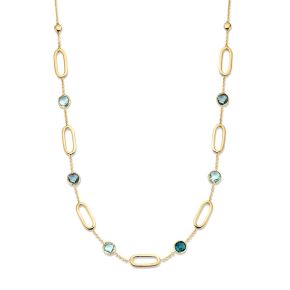 Gouden collier blauw topaas 45cm CW136961