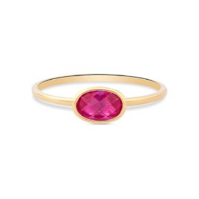 Gouden ring ovale zirkonia roze mt54 RDC01-4308-03