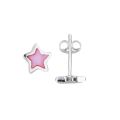 Zilveren oorstekers ster roze 106401800
