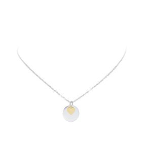 Zilveren collier rond pl en hartje gl verg 102641939