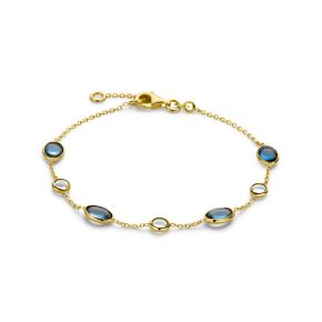 Gouden armband blauw topaas 17-19cm 4029940
