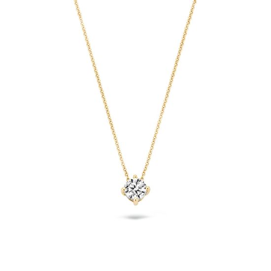 Gouden collier zirkonia 4mm 3057YZI