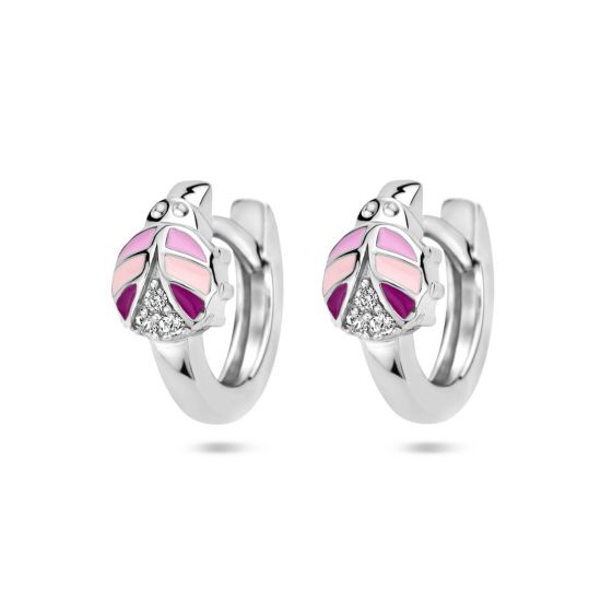 Zilveren oorringen lhb roze 1336977