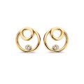 Gouden oorstekers cirkel zirkonia OE127714