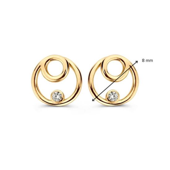 Gouden oorstekers cirkel zirkonia OE127714