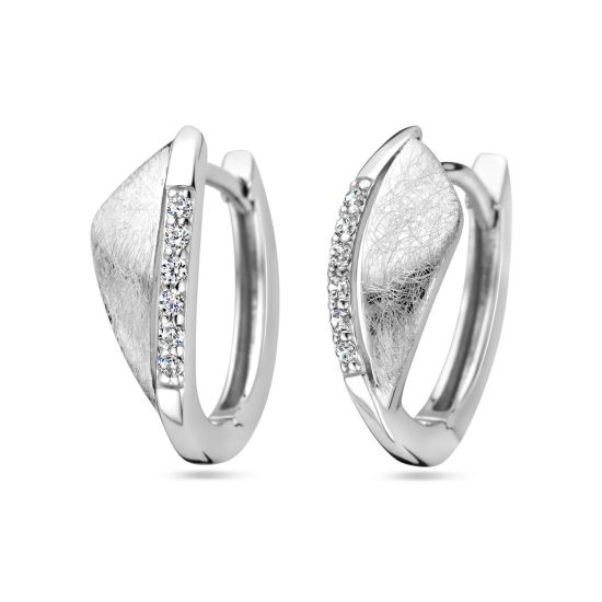 ZIlveren oorringen mat glans zirkonia  1338038
