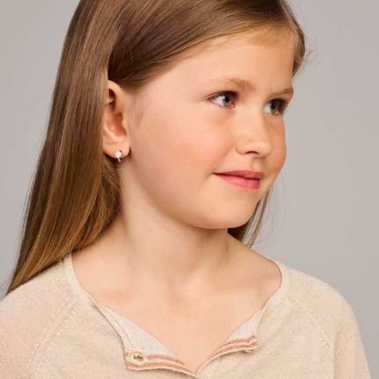 ZIlveren oorringen hartje roze/blauw 1339084