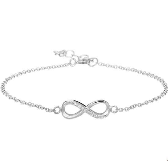 Zilveren armband infinity zirkonia 15.5-18cm