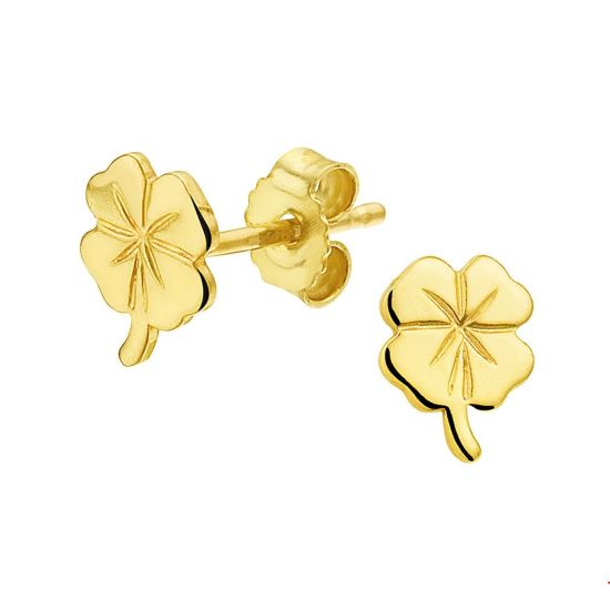 Gouden oorstekers klavertje 4005626