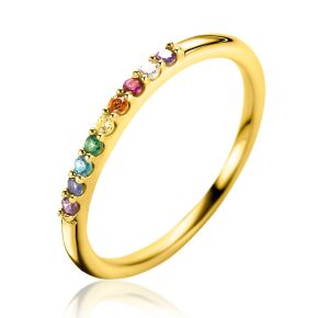 Zilver vergulde ring multicolor zirk ZIR2598-52