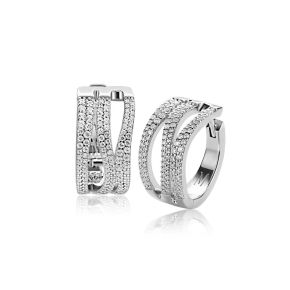 Zilveren oorringen zirkonia MVO26