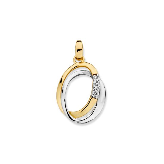 Gouden hanger bicolor zirkonia HB427858