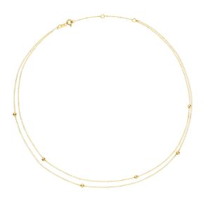 Gouden collier dubbel met boletjes 42cm JKN23351