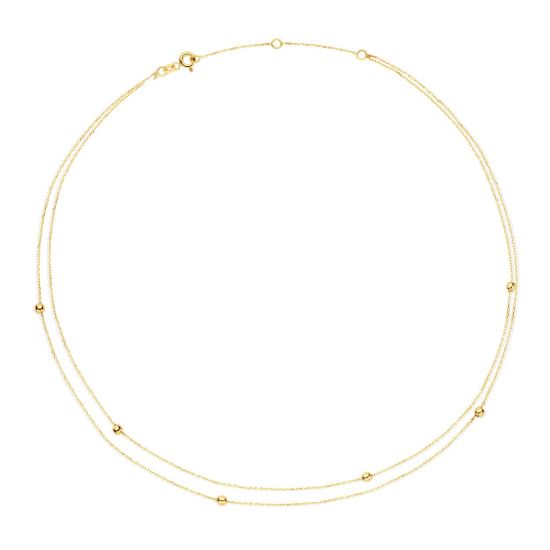 Gouden collier dubbel met boletjes 42cm JKN23351