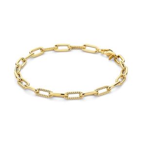 Gouden armband paperclip bewerkt 19cm JKB25502