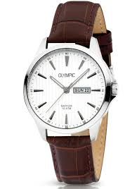 Olympic horloge heren staal/leer OL26HSL077