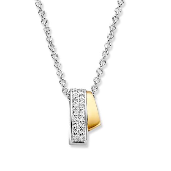 Zilveren/goud hanger zirkonia HF627136