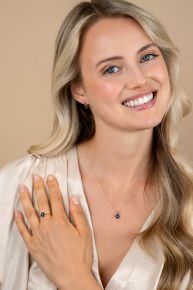 Gouden collier london blue topaas ZGC537