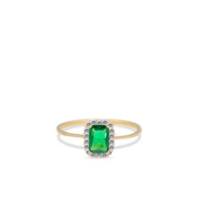 Gouden ring entourage zirkonia wit-groen mt56 SWAR10244-Y45
