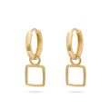 Gouden oorringen met oorbelbedels vierkant EDC01-6620