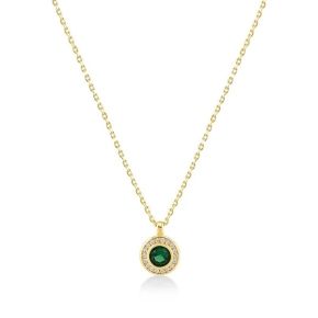 Gouden collier zirkonia wit-groen NDC01-1399-01