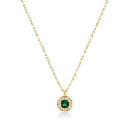 Gouden collier zirkonia wit-groen NDC01-1399-01