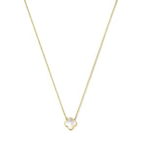 Gouden collier klavertje parelmoer SWCN10206-Y14