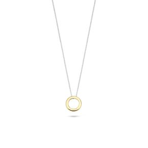 Gouden collier bicolor cirkel 3084BGO