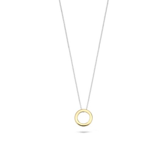 Gouden collier bicolor cirkel 3084BGO