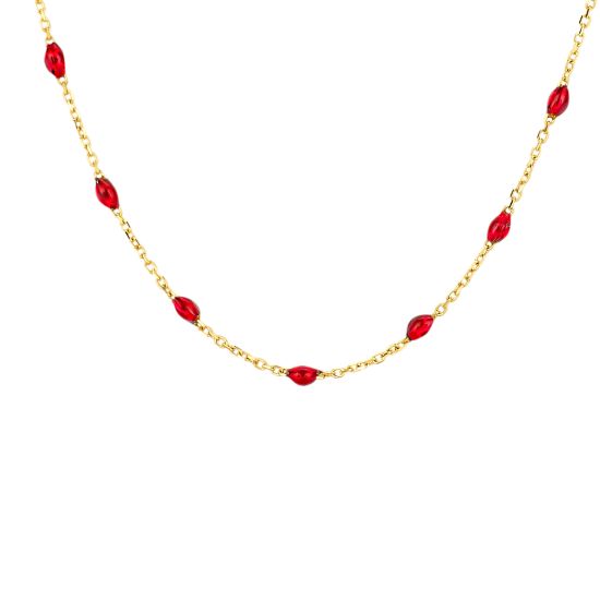 Gouden collier met rode resin 3162YRR