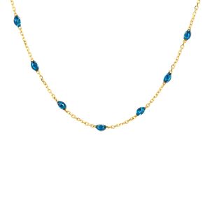Gouden collier met blauwe resin 3162YRB