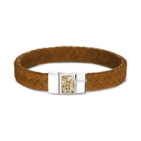 Zilveren sluiting leren armband cognac BG008/21