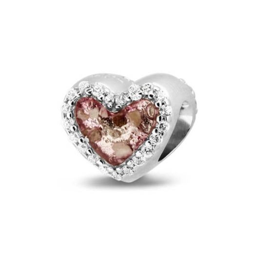 Zilveren bedel hart zirkonia 803S