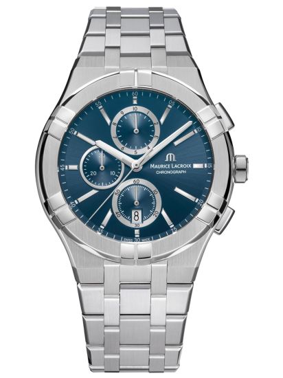 MLC horloge heren staal chronograaf blauwe wijzerplaat AI1118-SS002-430-1