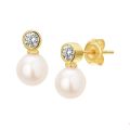 Gouden oorstekers zoetwaterparel en zirkonia 4018916