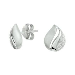 Zilveren oorstekers mat/glans zirkonia 1331945