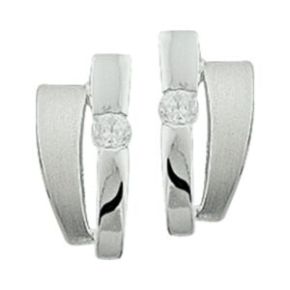 Zilveren oorstekers mat/glans zirkonia 1309087