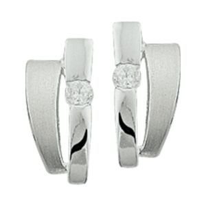 Zilveren oorstekers mat/glans zirkonia 1309087