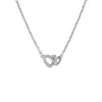 Zilveren collier 2xhartje zirkonia 42-45cm ZIC2493