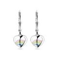 Zilveren oorhangers hart multi color 1339088