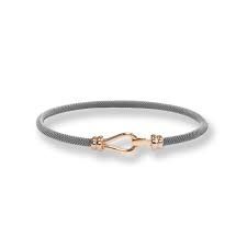 Br stalen armband en zilveren sluiting geel verguld witte zirkonia KAG01PBY-M-19CM