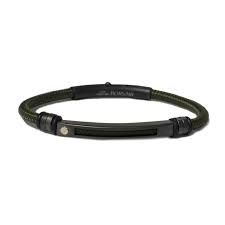 Br stalen armband zwart pvd met groen nautico en rose goud NAUTICO53-M-19CM