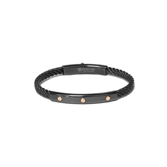 Br stalen armband zwart pvd en rose goud SK04DB-M-19CM
