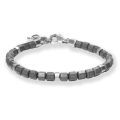 Br armband hematite grijs met zilver 18.5cm TIBET50