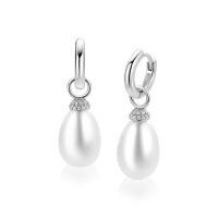 Zilveren oorbelbedels im parel en zirkonia ZICH2822