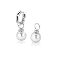 Zilveren oorbelbedels im parel en zirkonia ZICH2823