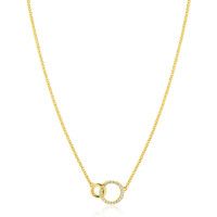 Zilveren collier 2xcirkel geel verguld zirkonia ZIC1782Y