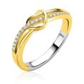 ZIlveren ring geel verguld met zirkonia hart ZIR2874Y-54