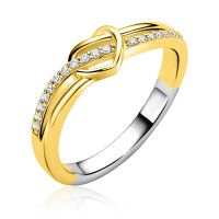 ZIlveren ring geel verguld met zirkonia hart ZIR2874Y-54